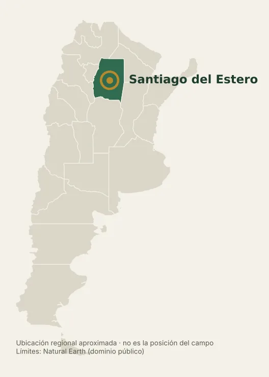 Mapa de ubicación regional del campo en Santiago del Estero, Gran Chaco